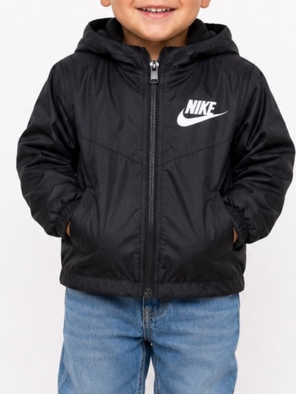 Nike Toddler Boys Hooded Fleece Lined Jacket Black Size 2T